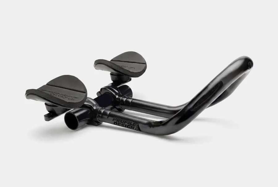 Profile Design Century aluminum clip-on aerobar with S-bend extensions and armrests, shown on a white studio background