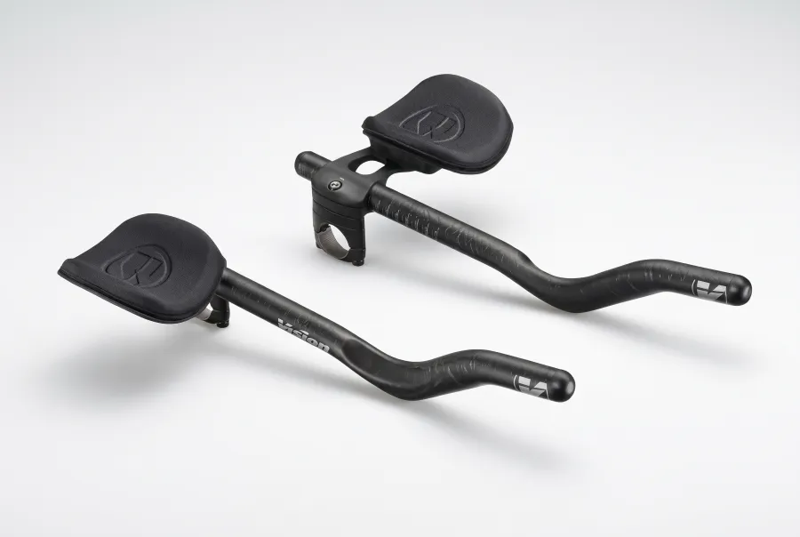 Vision TriMax Carbon Clip-On aerobar with JS-bend extensions, carbon weave finish, shown on a white studio background