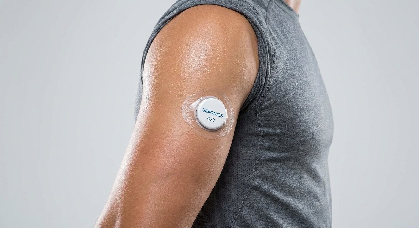Sibionics GS3 CGM sensor on athlete upper arm