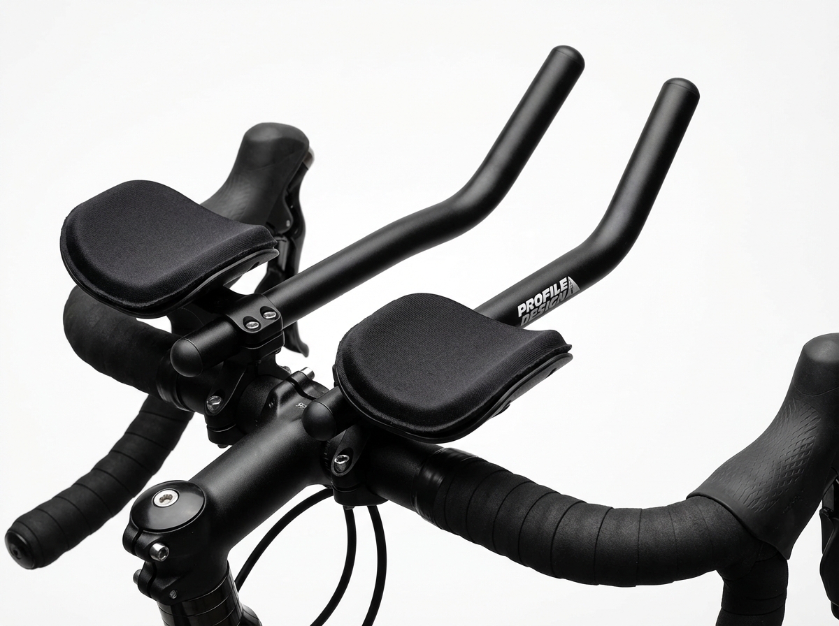 Profile Design Sonic Ergo clip-on aerobars mounted on a triathlon bike