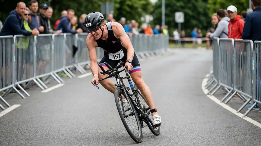 Triathlete on a Specialized Shiv TT bike during sprint triathlon race